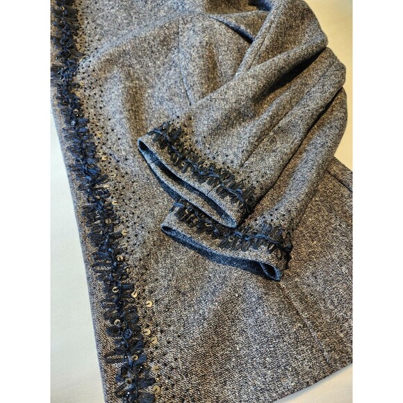 Ellen Tracy Wool Tweed Jacket Brown Black Ribbon Detail Sz 12 - Picture 4 of 12